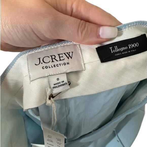 NWT J. Crew Full Length Wide Leg Tuxedo Pant in Italian Wool Fresh Air Blue 0 - Picture 9 of 15